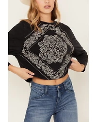 Rock & Roll Denim Women's Bandana Print Long Sleeve T-Shirt
