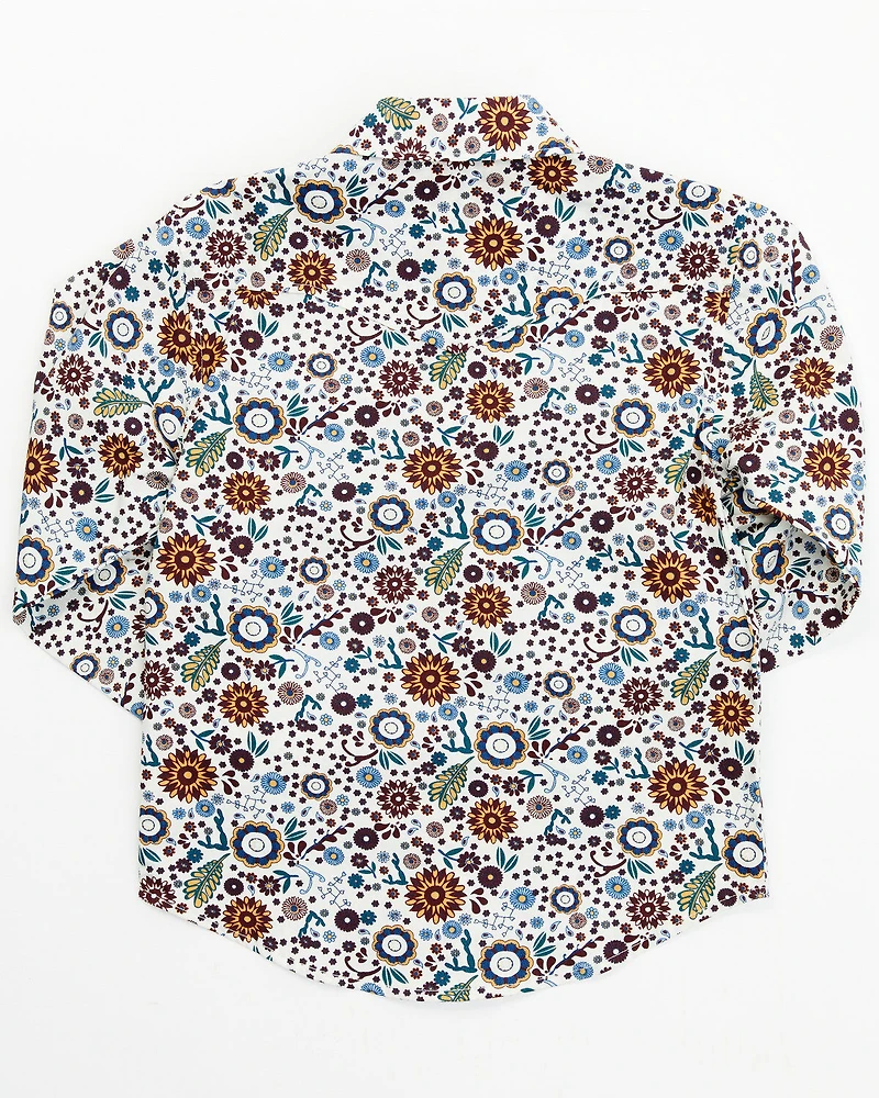Shyanne Toddler Girls' Ditsy Floral Print Long Sleeve Western Pearl Snap Shirt