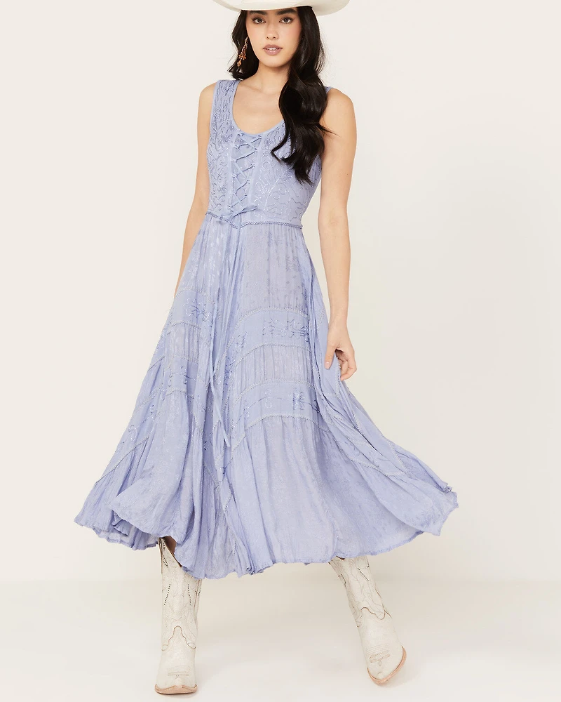 Scully Women's Lace-Up Jacquard Midi Dress