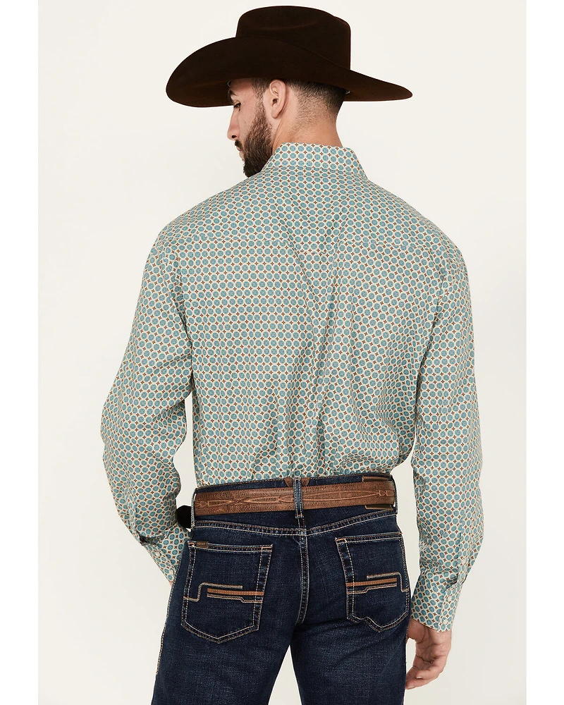 Roper Men's Amarillo Geo Print Long Sleeve Pearl Snap Western Shirt