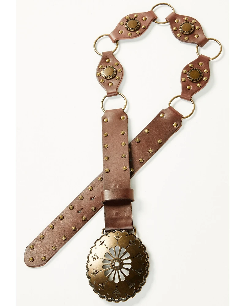Shyanne Women's Leather Concho Belt with Rings