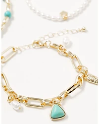 Shyanne Women's Pearl Charm Bracelet Set - 3 Piece