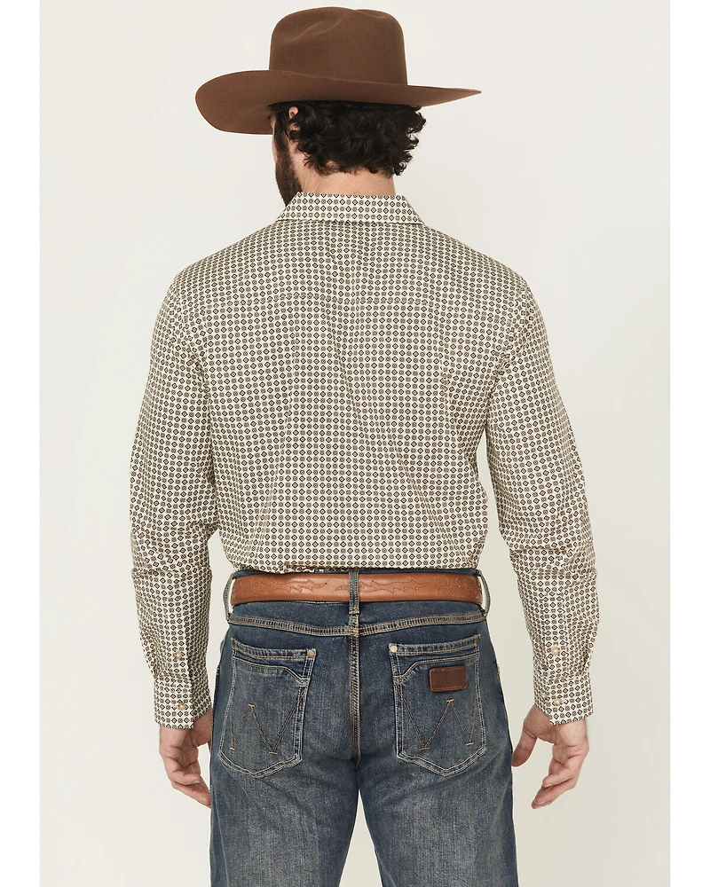 Gibson Trading Co Men's Bullseye Geo Print Long Sleeve Button-Down Western Shirt