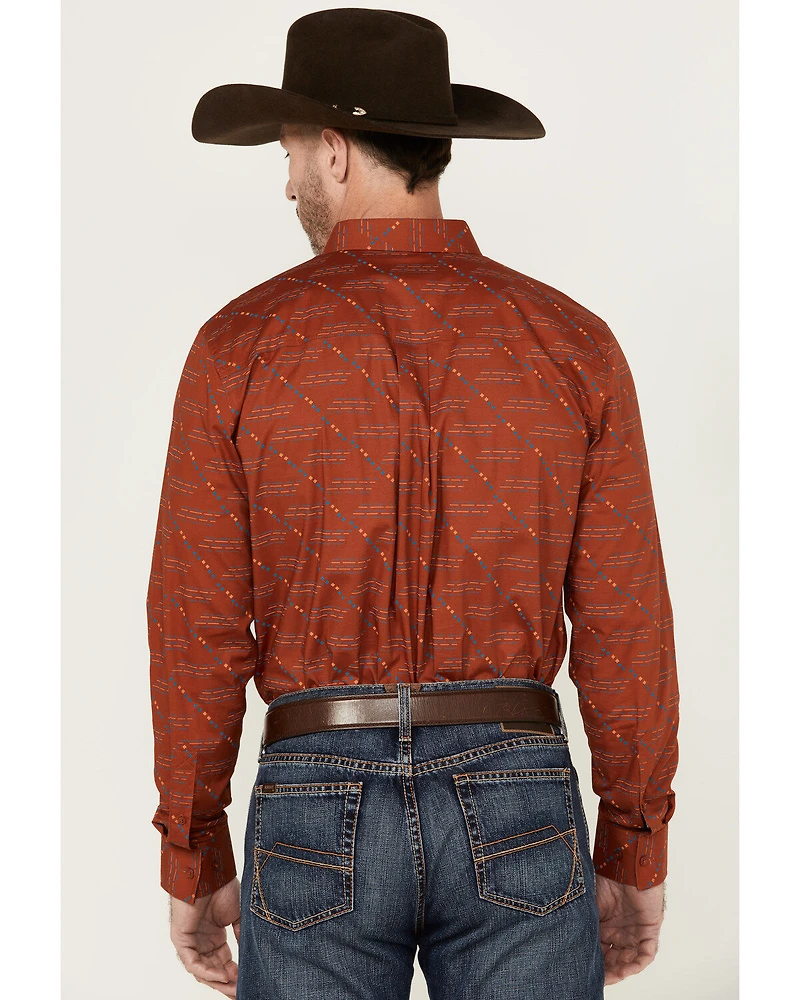 RANK 45® Men's Maputo Printed Long Sleeve Button-Down Performance Stretch Western Shirt