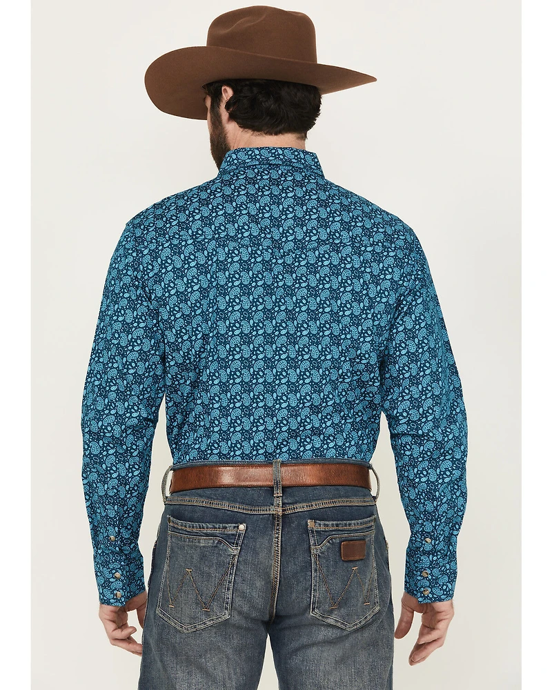 Wrangler Men's 20X Paisley Print Long Sleeve Snap Stretch Western Shirt