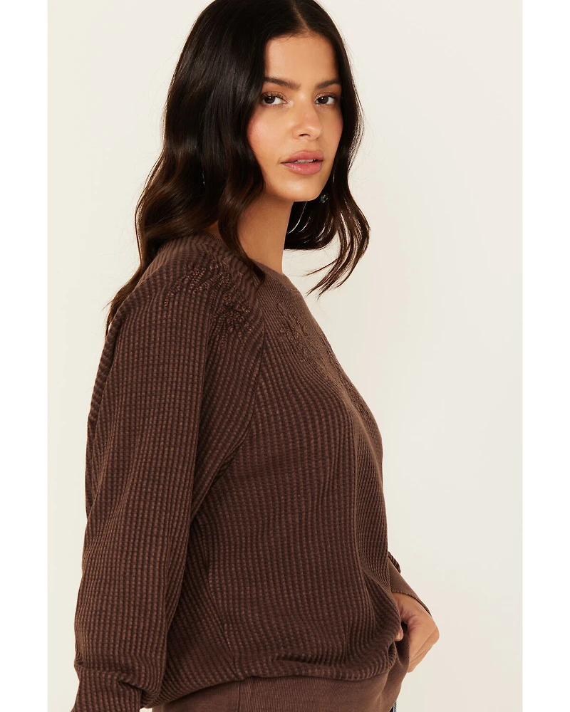 Cleo + Wolf Women's Waffle Knit Long Sleeve Top