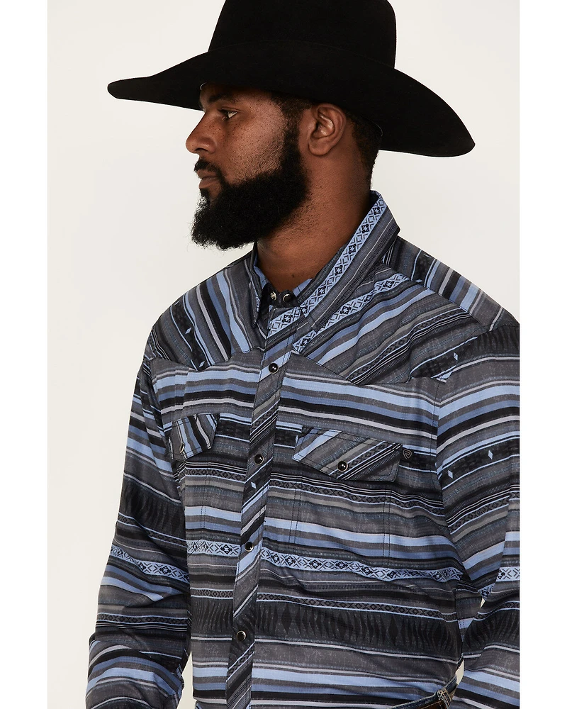 Rock & Roll Denim Men's Tek Striped Long Sleeve Snap Western Shirt