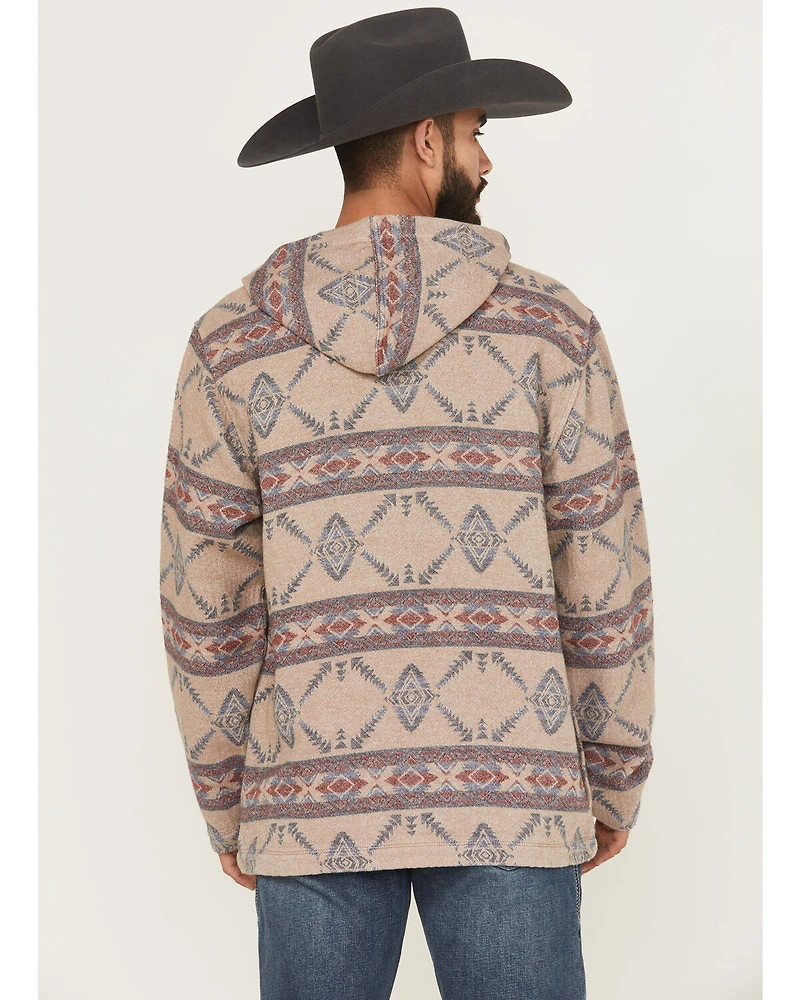 Wrangler Men's Southwestern Print 1/4 Zip Hooded Pullover