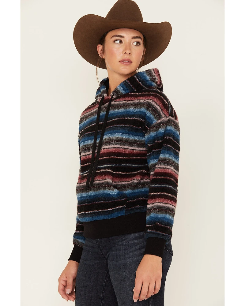 RANK 45® Women's Serape Stripe Plush Fleece Hoodie