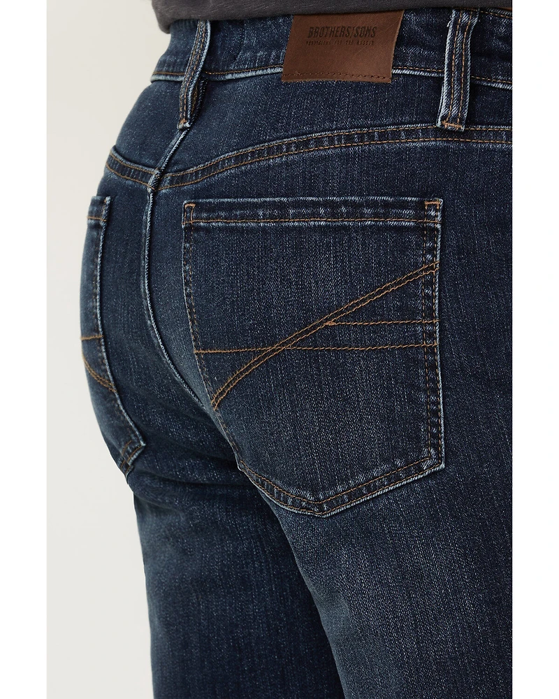 Brothers and Sons Men's Diamond Back Wash Tucker Slim Straight Stretch Denim Jeans
