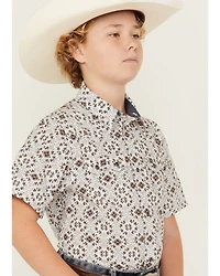 Cody James Boys' High Plains Southwestern Print Short Sleeve Snap Western Shirt