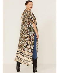 Flying Tomato Women's Floral Print Duster Kimono