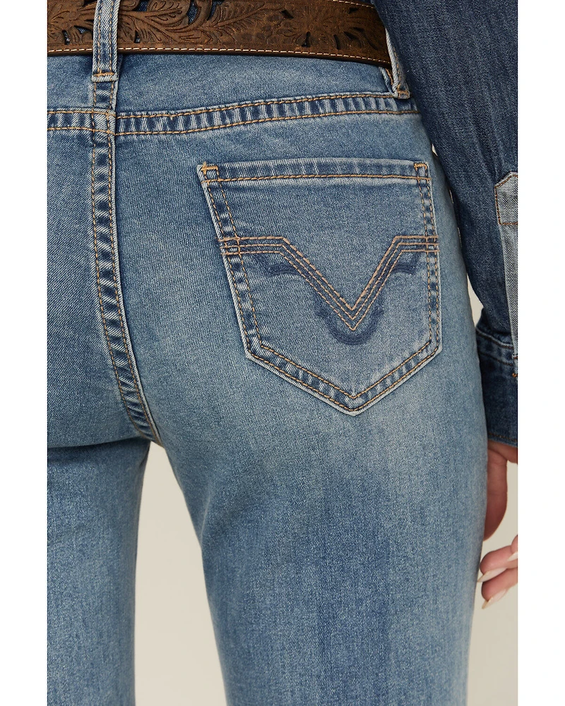 Rock & Roll Denim Women's Light Wash Mid Rise Trouser Stretch Jeans