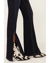 Idyllwind Women's Elliston Dark Wash Mid Rise Studded Slit Bootcut Jeans