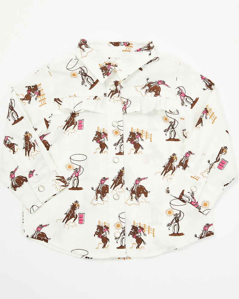 Wrangler Infant Girls' Rodeo Long Sleeve Snap Western Shirt