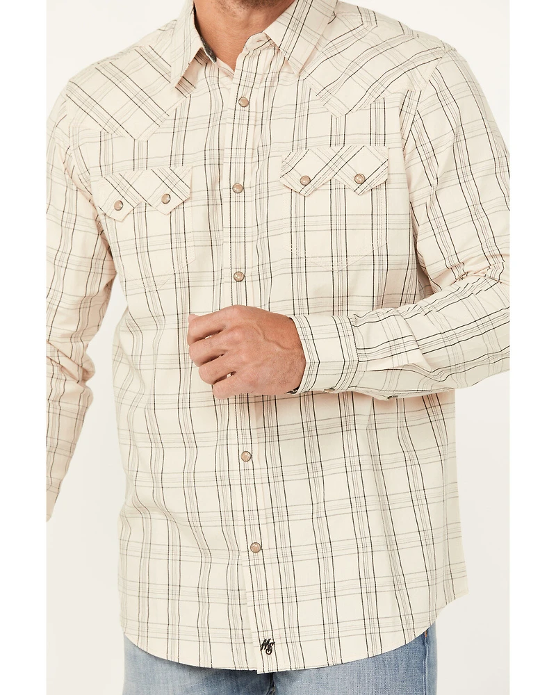 Moonshine Spirit Men's Rhythm Plaid Print Long Sleeve Snap Western Shirt
