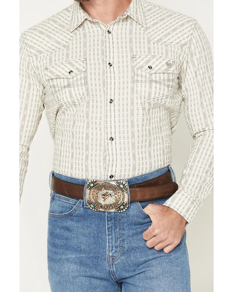 Blue Ranchwear Men's Sundays Best Striped Long Sleeve Snap Western Shirt