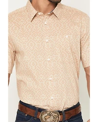 RANK 45® Men's Mustang 2 Geo Print Short Sleeve Button-Down Stretch Western Shirt