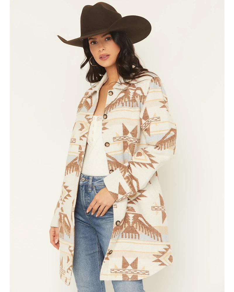 Idyllwind Women's Mcain Southwestern Print Button-Down Long Shacket
