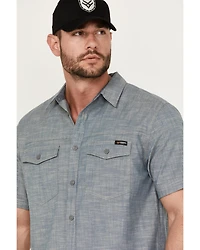 Hawx Men's Chambray Short Sleeve Button-Down Stretch Work Shirt - Tall