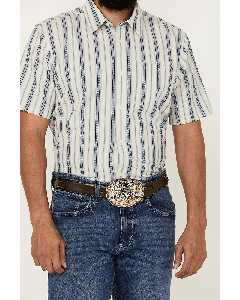 Cody James Men's Gunsmoke Dobby Striped Button-Down Short Sleeve Western Shirt - Tall