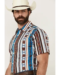 RANK 45® Men's Dylon Southwestern Striped Print Short Sleeve Button-Down Stretch Western Shirt