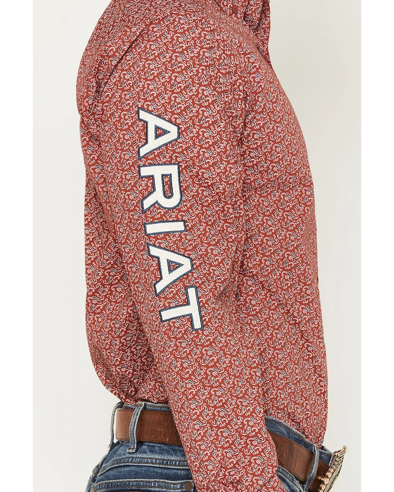Ariat Men's Team Logo Paisley Print Long Sleeve Button-Down Western Shirt