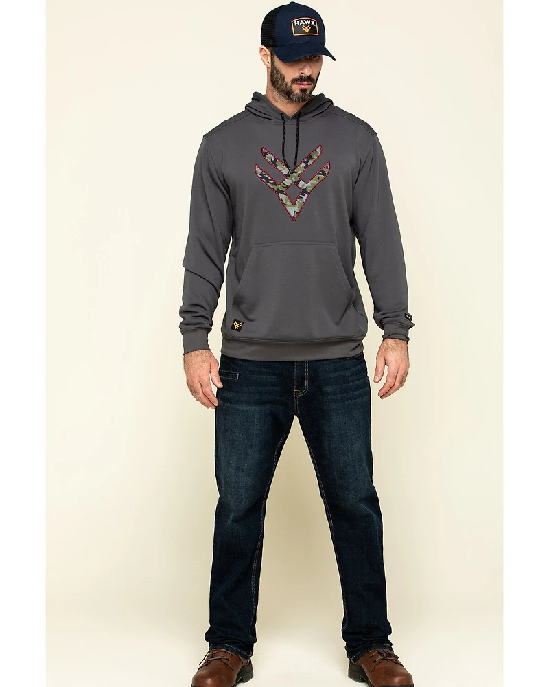 Hawx Men's Gray Tech Logo Hooded Work Sweatshirt - Tall