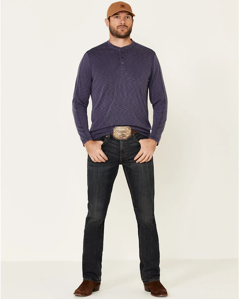 Flag & Anthem Men's Navy Gulfport Performance Slub Henley Long Sleeve Shirt