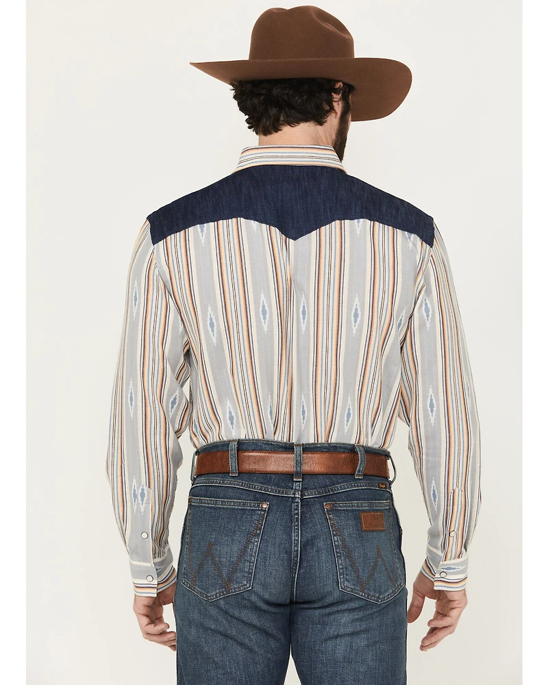 Panhandle Men's Southwestern Striped Long Sleeve Snap Western Shirt