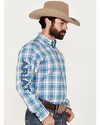 Ariat Men's Pro Series Griffin Team Logo Plaid Print Long Sleeve Button-Down Western Shirt - Tall