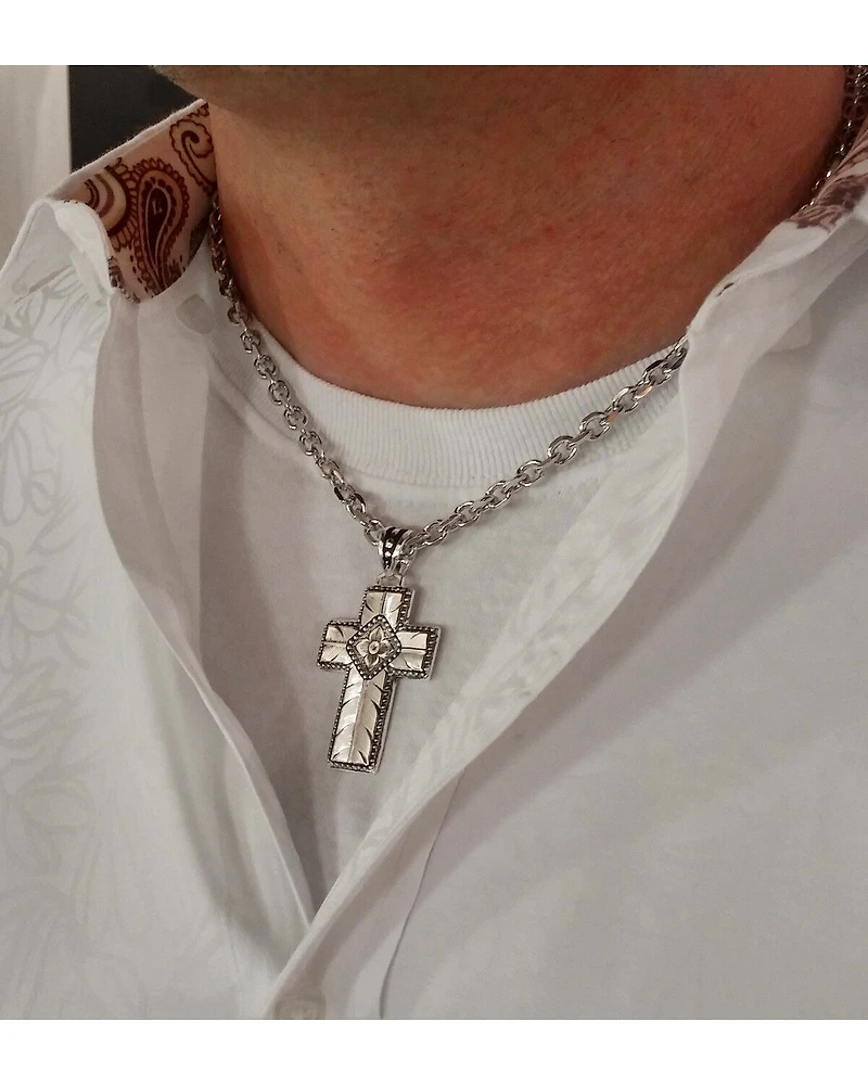 Montana Silversmiths Women's Banded Feathered Cross Necklace