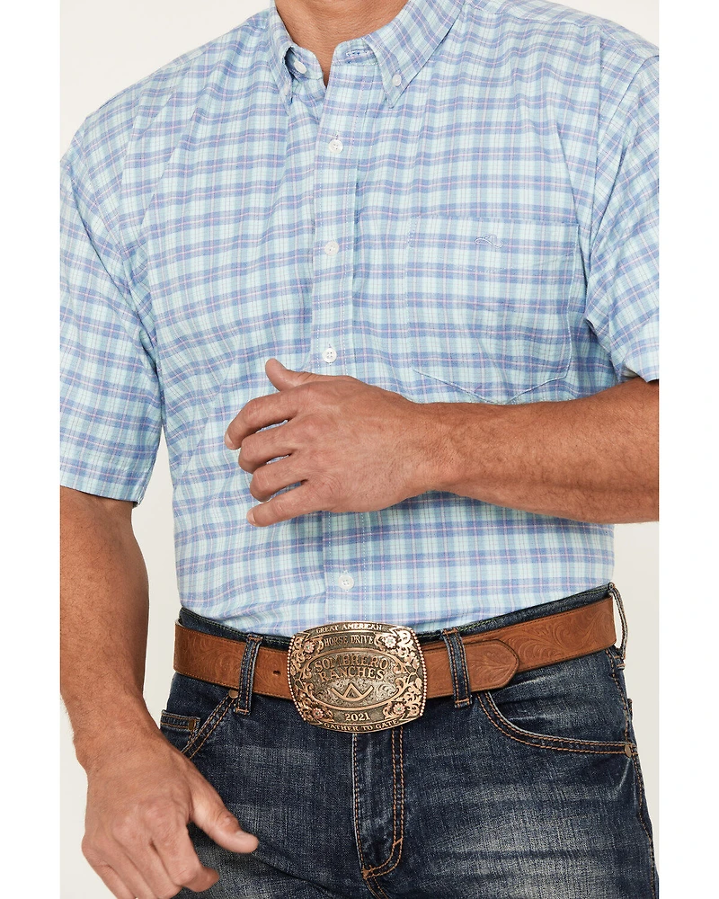 Resistol Men's Delray Plaid Print Long Sleeve Button Down Western Shirt