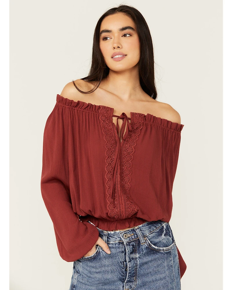 Tempted Women's Crochet Long Sleeve Top