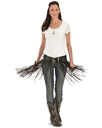 Kobler Leather Women's Hand-Tooled Fringe Belt