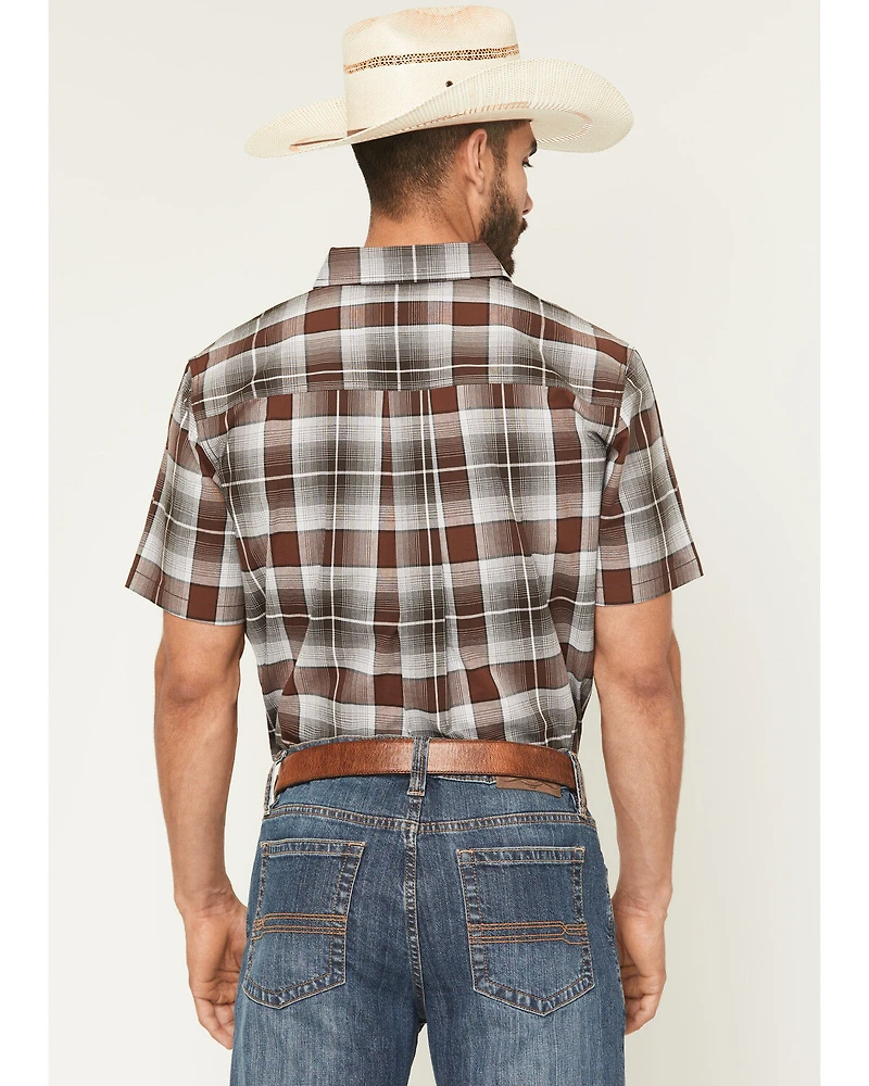 Cody James Men's Urban Rodeo Plaid Print Short Sleeve Button-Down Western Shirt