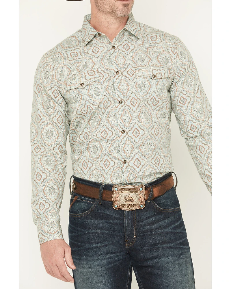 Gibson Trading Co Men's Garfunkle Medallion Print Long Sleeve Snap Stretch Western Shirt