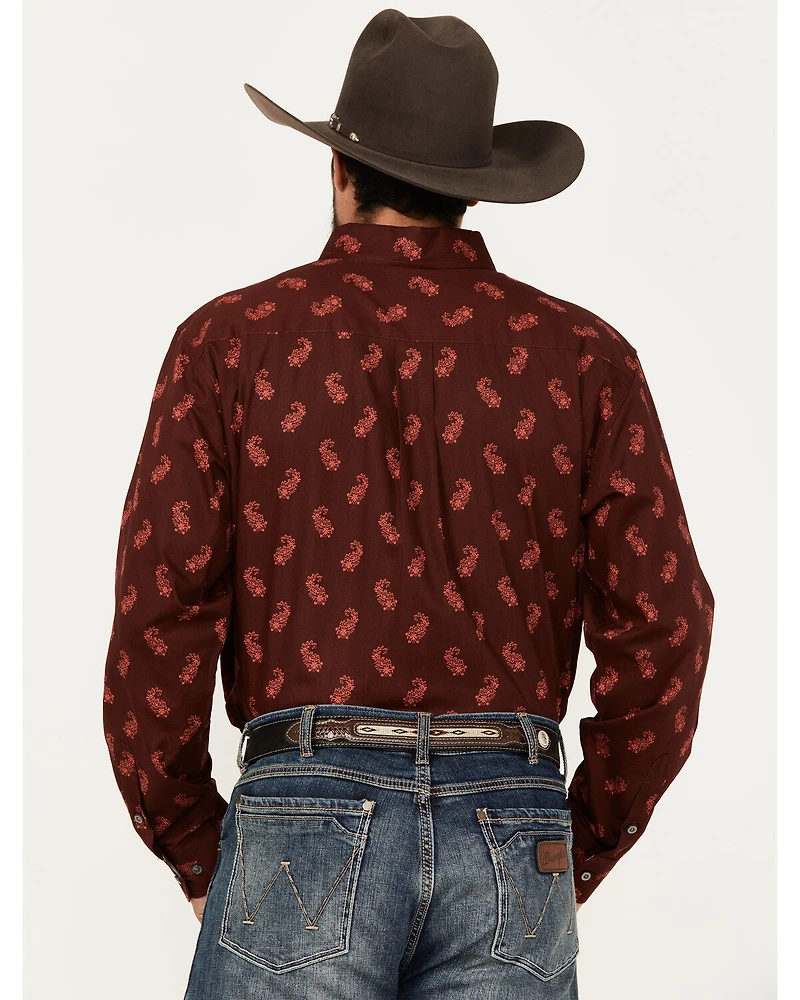 Panhandle Men's Select Paisley Pinstripe Long Sleeve Button-Down Western Shirt