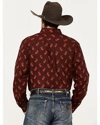 Panhandle Men's Select Paisley Pinstripe Long Sleeve Button-Down Western Shirt