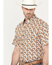 RANK 45® Men's Abstract Geo Print Short Sleeve Button-Down Shirt