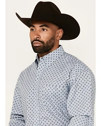 George Strait by Wrangler Men's Geo Print Long Sleeve Button-Down Stretch Western Shirt