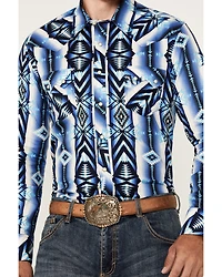Rock & Roll Denim Men's Southwestern Print Long Sleeve Snap Stretch Western Shirt