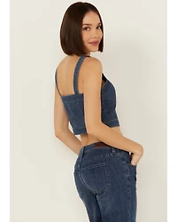 Rock & Roll Denim Women's Dark Wash Pinstripe Corset Crop Top