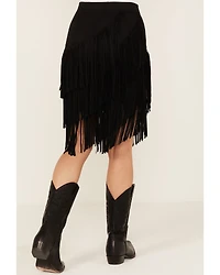 Idyllwind Women's Tina Asymmetrical Faux Suede Fringe Mini Skirt