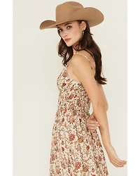 Rock & Roll Denim Women's Floral Print Sleeveless Midi Dress