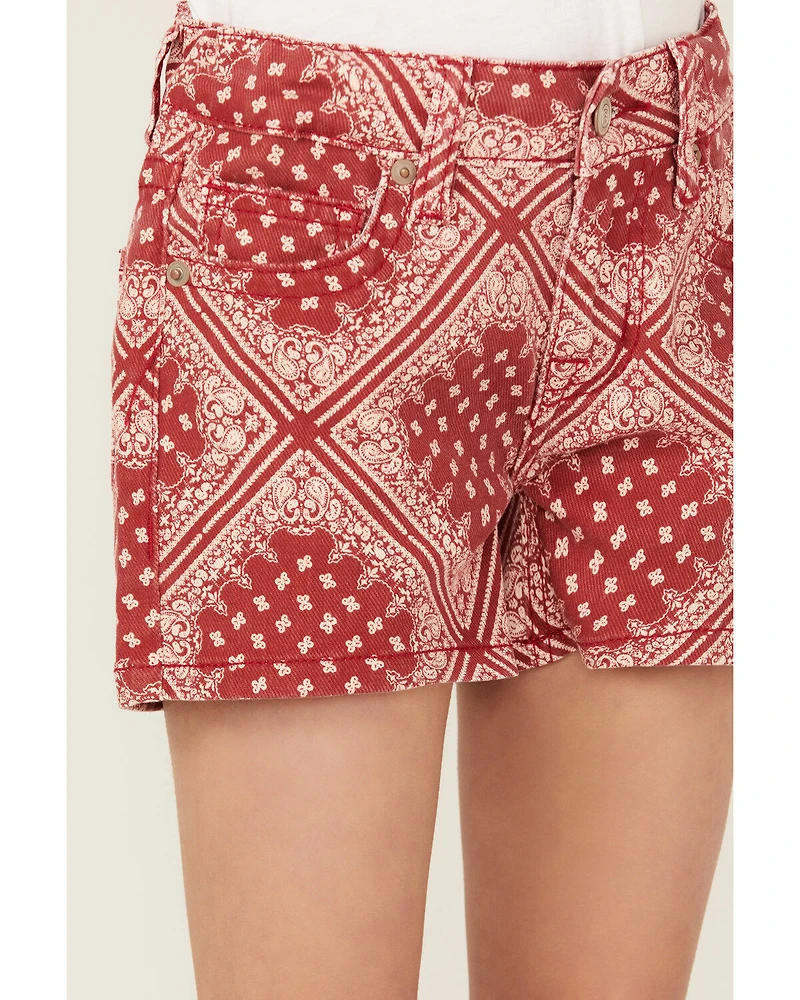 Panhandle Girls' Bandana Print Stretch Denim Shorts
