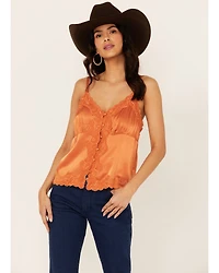 Shyanne Women's Lace Trim Satin Cami