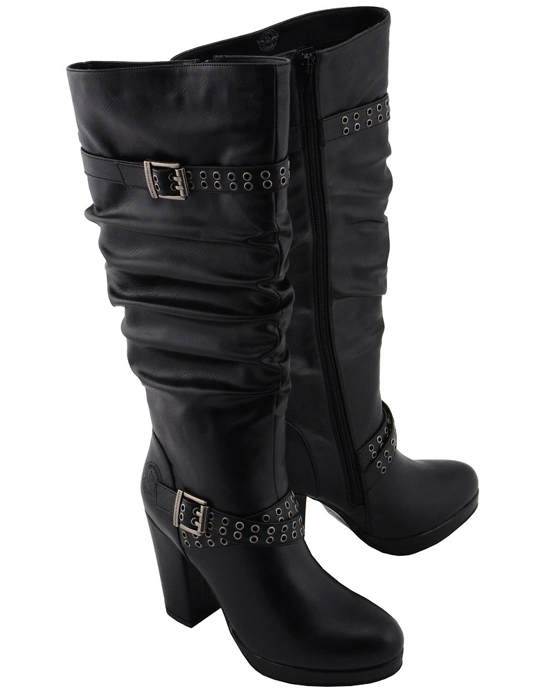 Milwaukee Leather Women's Slouch Platform Boots - Round Toe