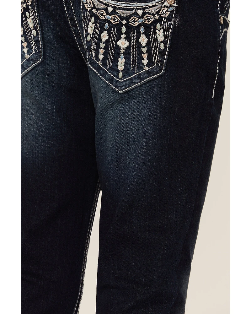 Shyanne Little Girls' Dark Wash Half-Circle Pocket Bootcut Jeans