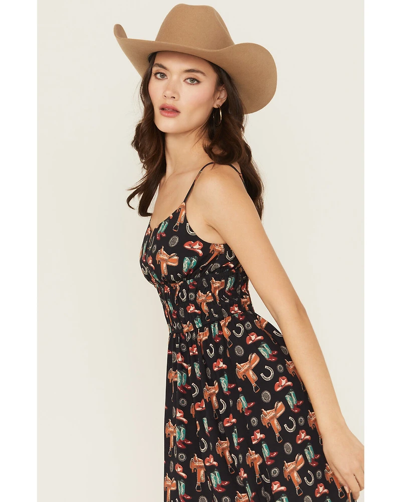 Rock & Roll Denim Women's Conversational Print Midi Dress